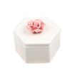 Ceramic Decoration Storage Box Rhombus-shaped Jewelry Box; Pink Flower