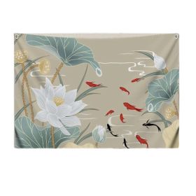 Chinese Lotus Carp Bedroom Tapestry