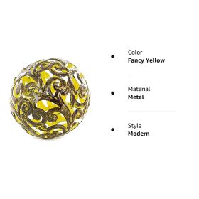 Metal Decorative Sphere for Home Decor Fancy Yellow Hand Painted Modern Decorative Balls for Living Room Bedroom Kitchen Bathroom Office Table Decorat