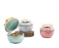 Ceramic Decoration Storage Box Rhombus-shaped Jewelry Box; Blue Flower