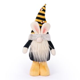 Standing Bee Gnome Plush Ornament Kids Room Decoration Home Decoration Doll (Color: Black)